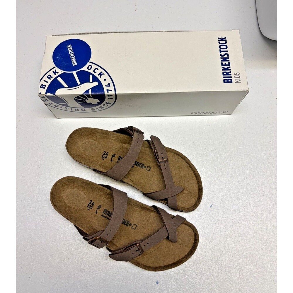 Birkenstock Mayari Kids Mocha Birkibuc Narrow Width 34 US Size 3-3.5  New in Box